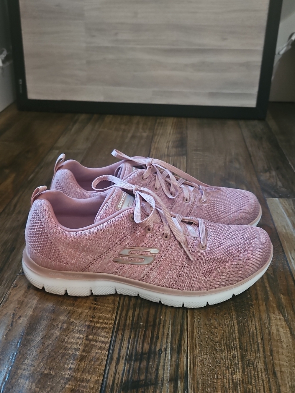 Skechers Women's Air Cooled Memory Foam Comfy Light Pink Knit Athletic Sneakers
